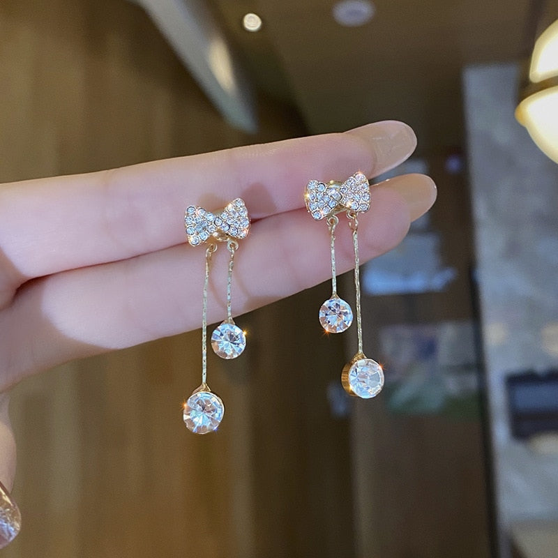 Elegant Dangle Earrings | Rhinestone Sparkle-Crystal Commandments-Nora Luxe