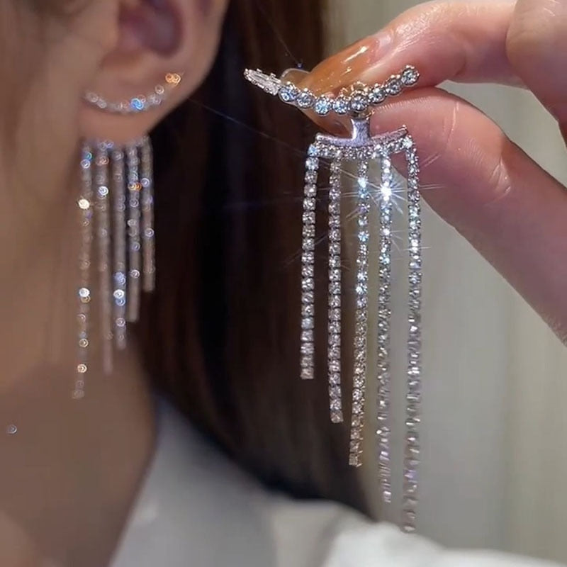 Elegant Dangle Earrings | Rhinestone Sparkle-Crystal Commandments-Nora Luxe