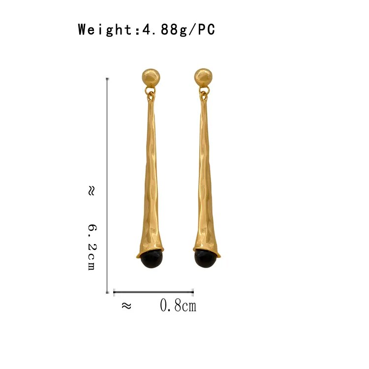 Elegant Drop Earrings for Women-Gold Black-Nora Luxe