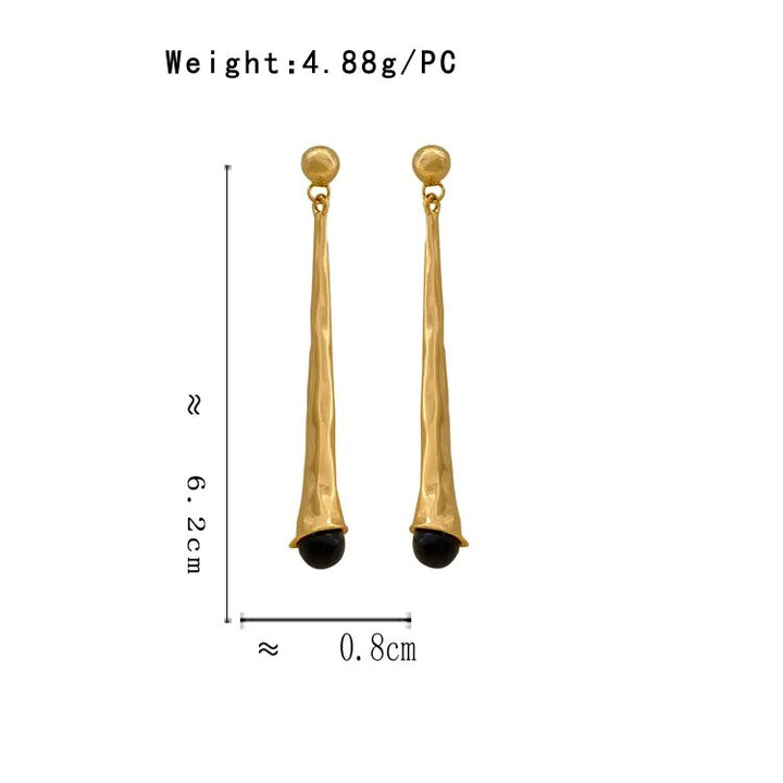 Elegant Drop Earrings for Women-Gold Black-Nora Luxe