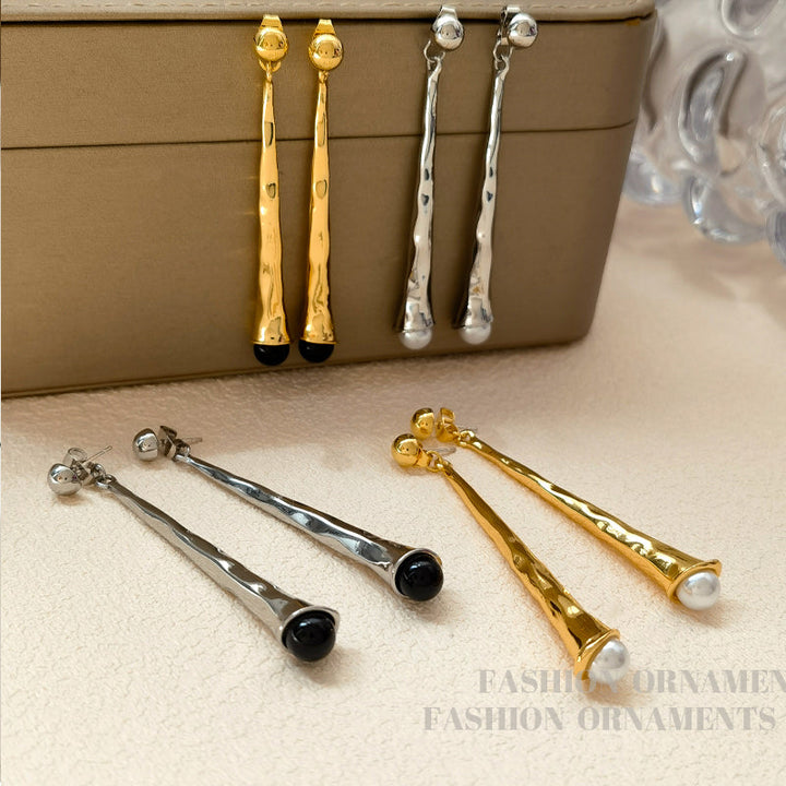 Elegant Drop Earrings for Women-Gold Black-Nora Luxe