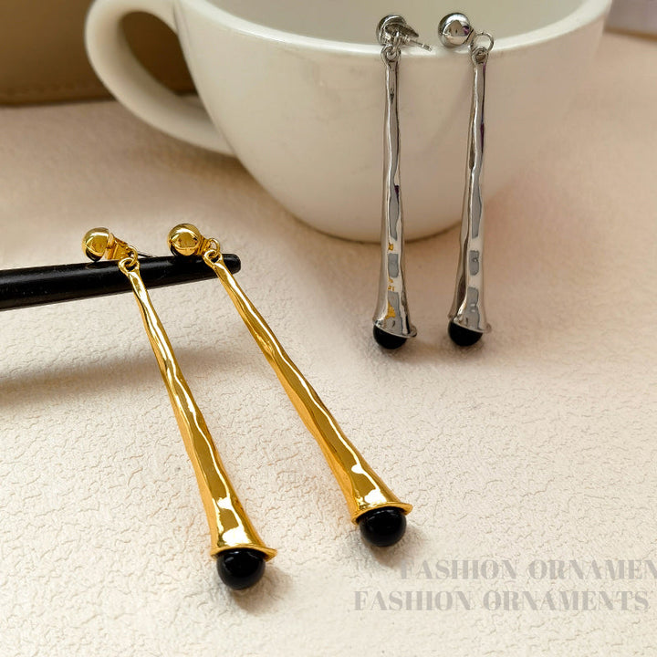 Elegant Drop Earrings for Women-Gold Black-Nora Luxe