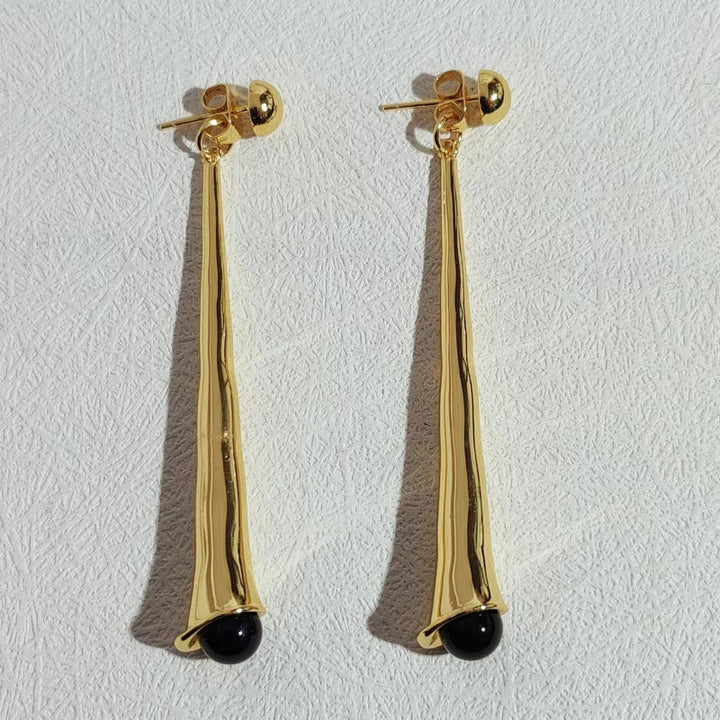 Elegant Drop Earrings for Women-Gold Black-Nora Luxe