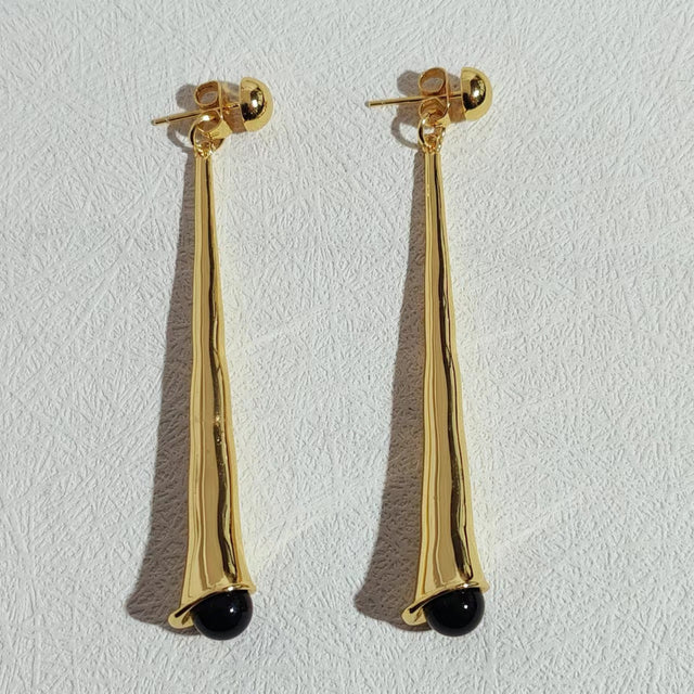 Elegant Drop Earrings for Women-Gold Black-Nora Luxe