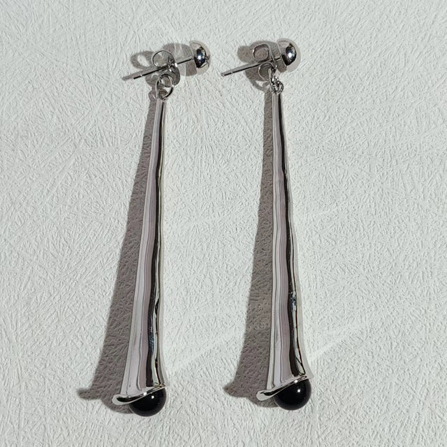 Elegant Drop Earrings for Women-Silver Black-Nora Luxe