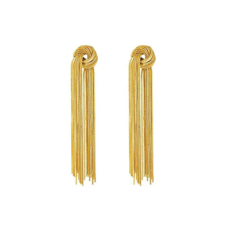 Elegant Knot Long Tassel Earrings-GOLD-Nora Luxe