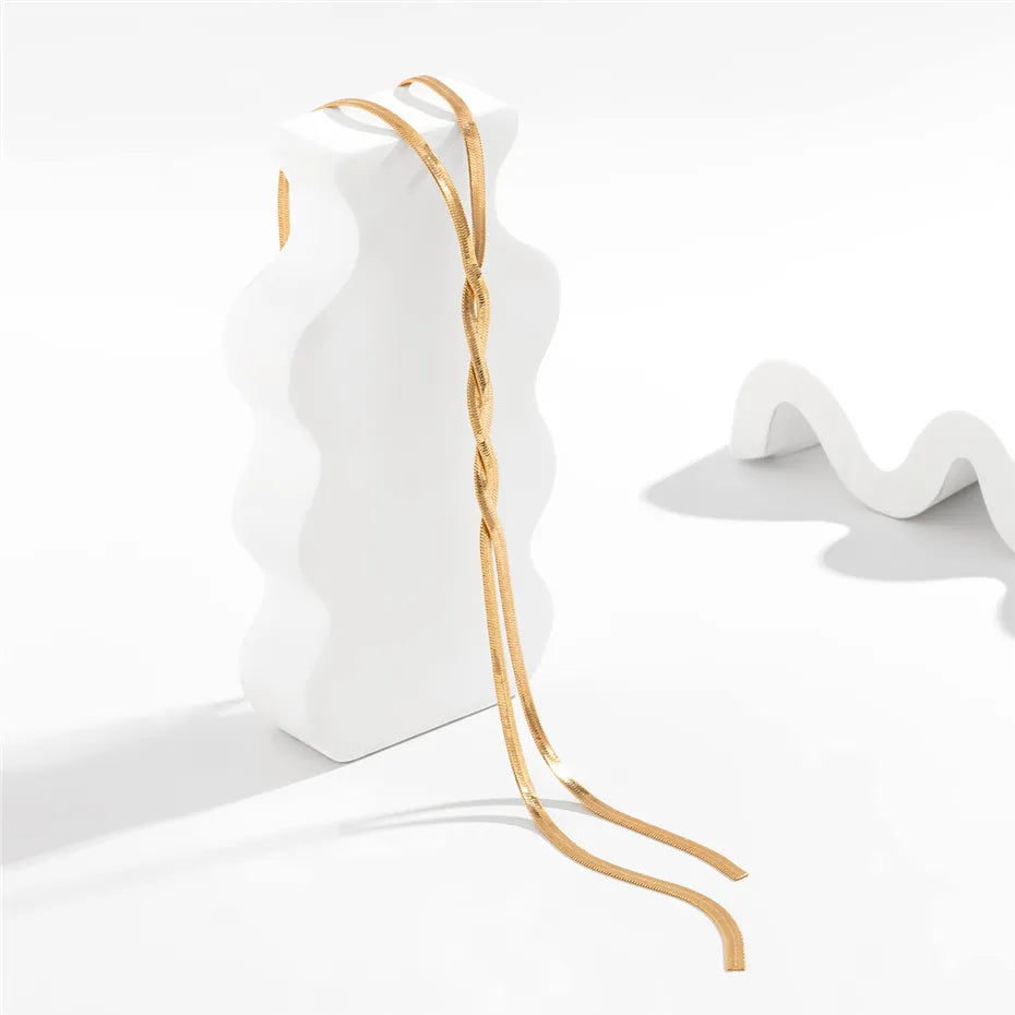 Elegant Long Chain Necklace | Classic Jewellery for Women-Flat Gold-Nora Luxe