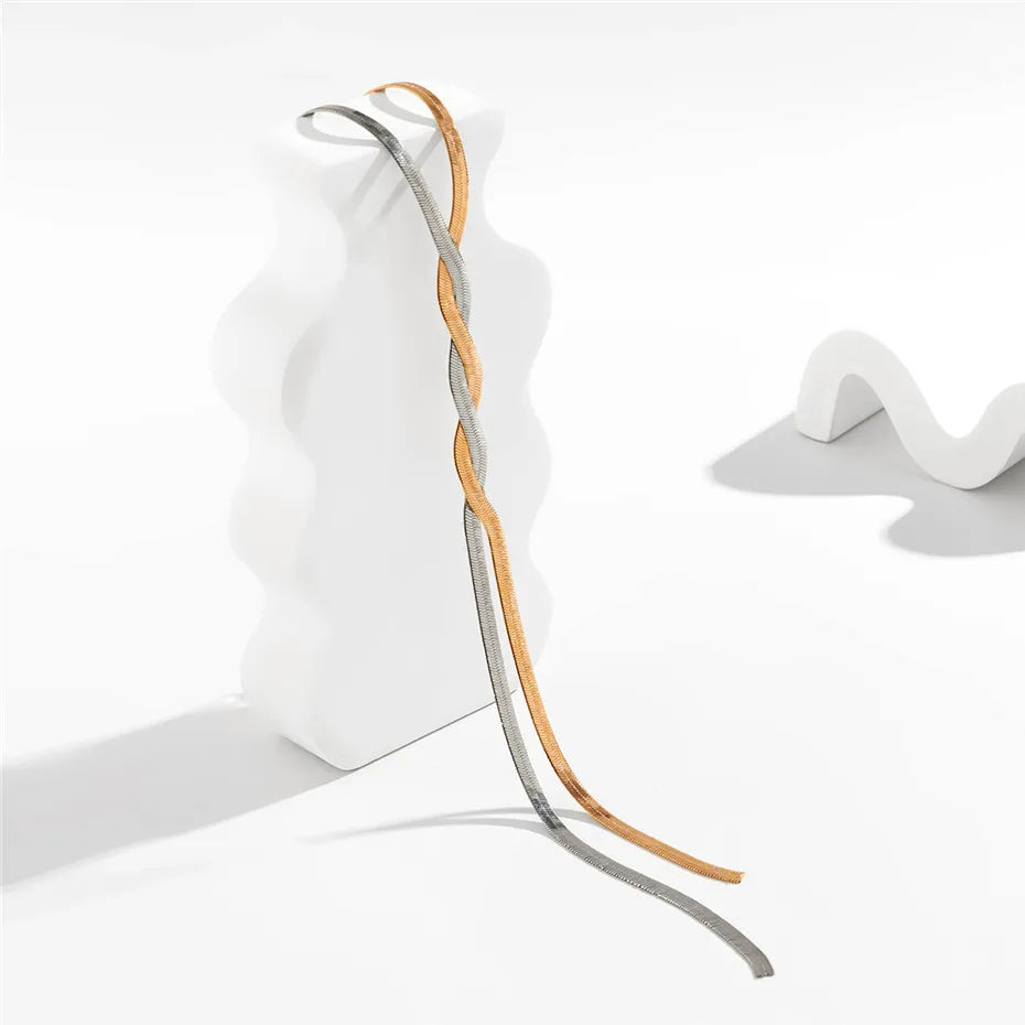Elegant Long Chain Necklace | Classic Jewellery for Women-Flat Gold-Nora Luxe