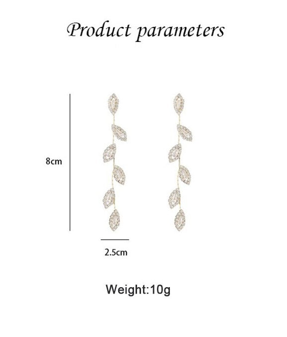 Elegant Long Earrings With Delicate Golden Leaves-Nora Luxe