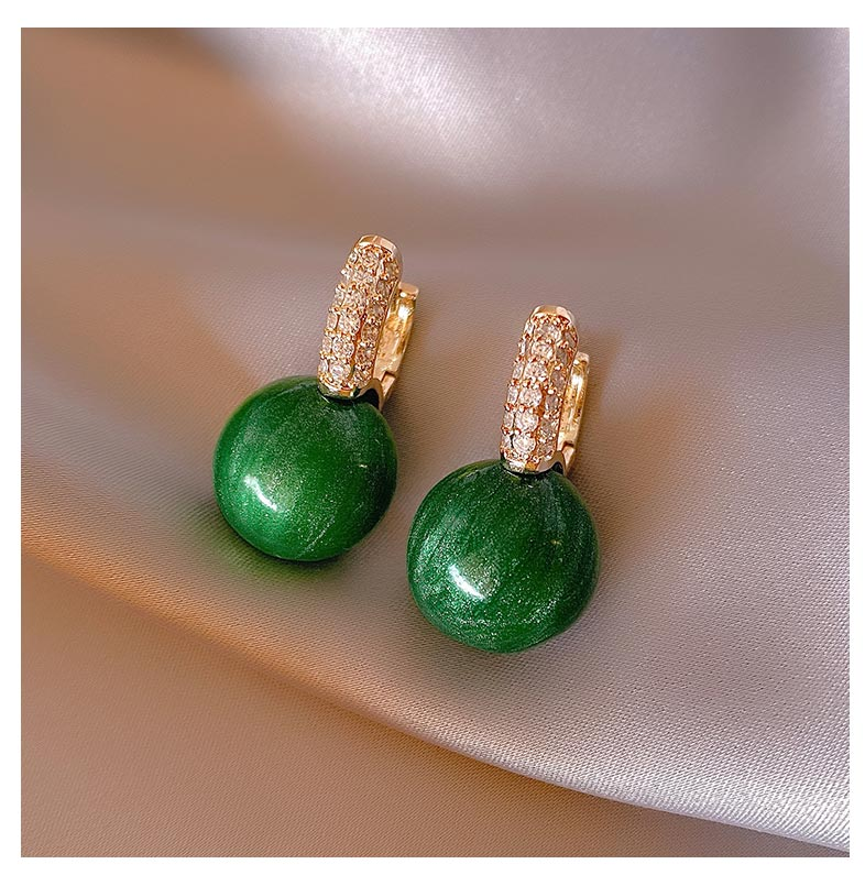 Elegant Luxury Earrings with Green Pearls-Nora Luxe