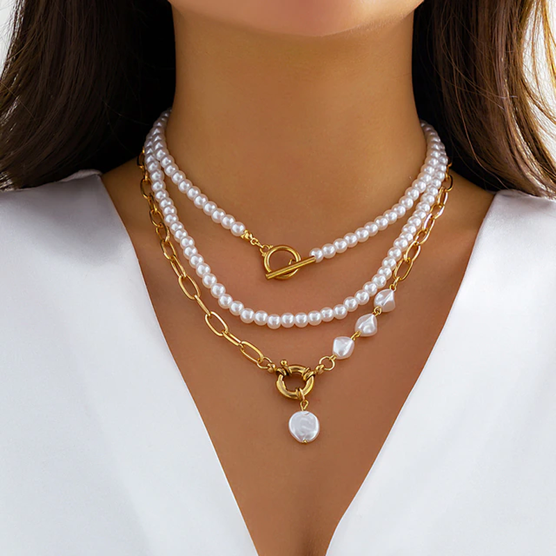 Elegant Multi-Layer Pearl Necklace | Timeless Statement Jewellery-Ava-Nora Luxe