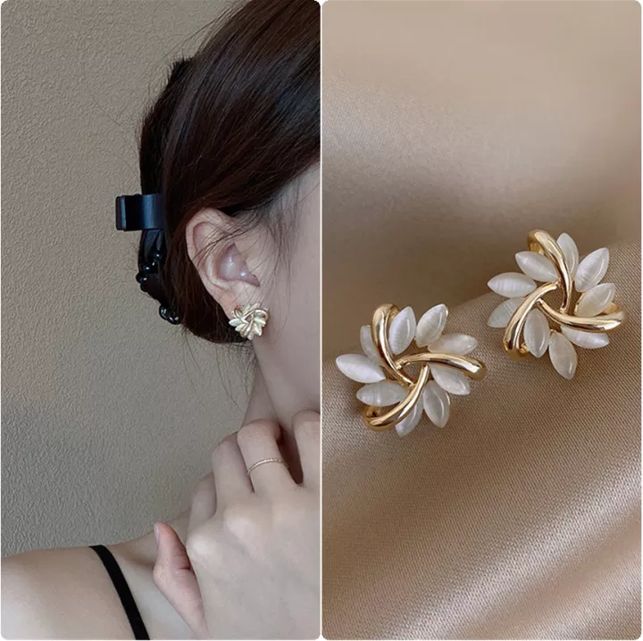 Elegant Opal Flower Petal Earrings | Sophisticated and Stylish-Nora Luxe