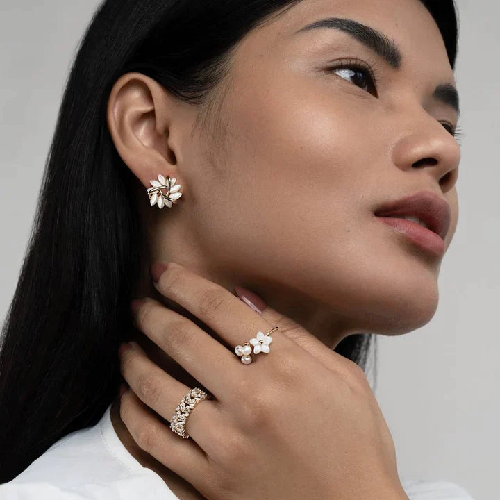 Elegant Opal Flower Petal Earrings | Sophisticated and Stylish-Nora Luxe