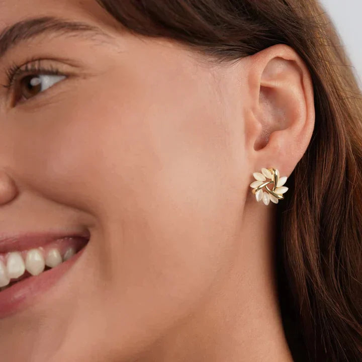 Elegant Opal Petal Stud Earrings | Women's Jewellery-Nora Luxe