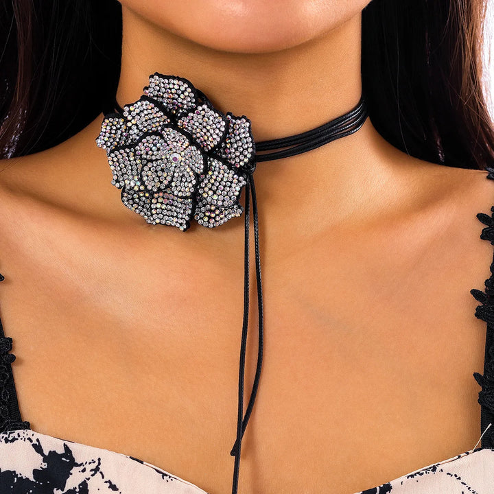 Elegant Rhinestone Rose Choker Necklace | Sophisticated Jewellery for Women-Nora Luxe