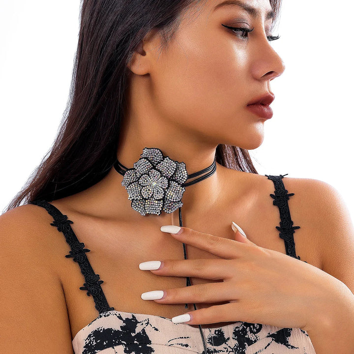 Elegant Rhinestone Rose Choker Necklace | Sophisticated Jewellery for Women-Nora Luxe