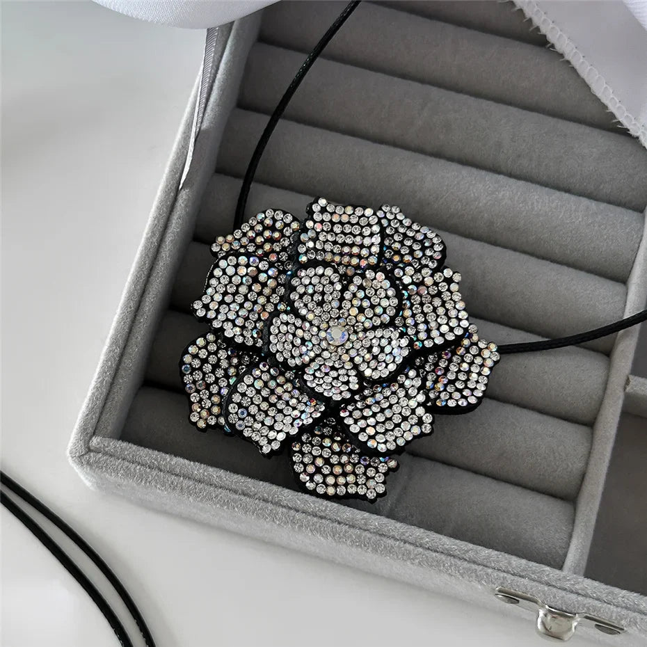 Elegant Rhinestone Rose Choker Necklace | Sophisticated Jewellery for Women-Nora Luxe