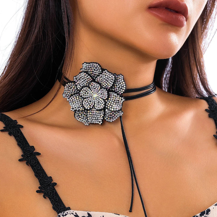 Elegant Rhinestone Rose Choker Necklace | Sophisticated Jewellery for Women-Nora Luxe