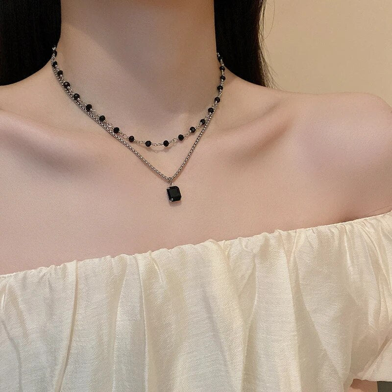 Elegant Silver Double Chain Necklace-Nora Luxe