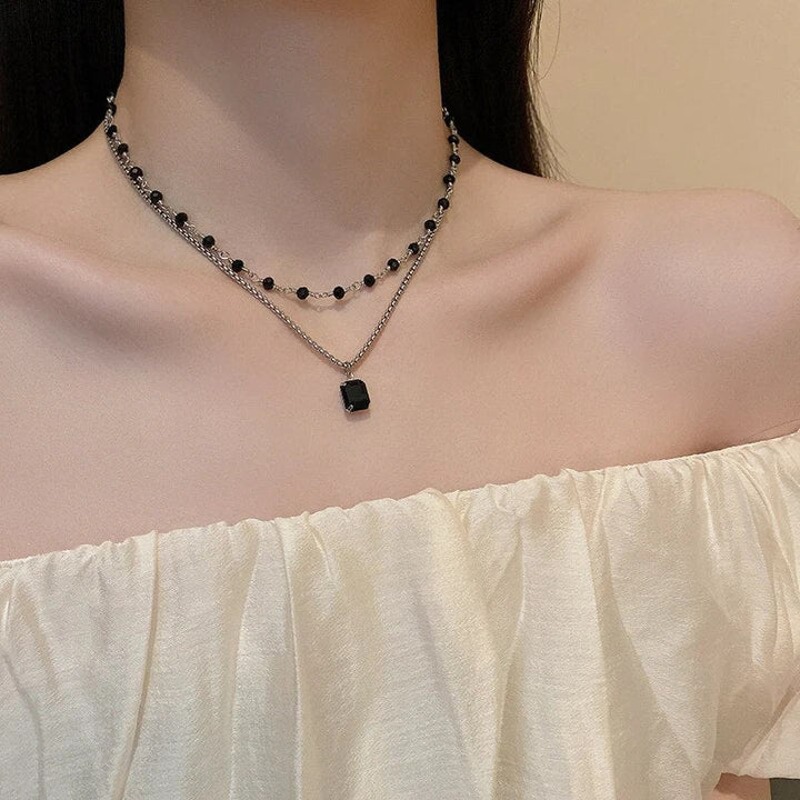 Elegant Silver Double Chain Necklace-Nora Luxe