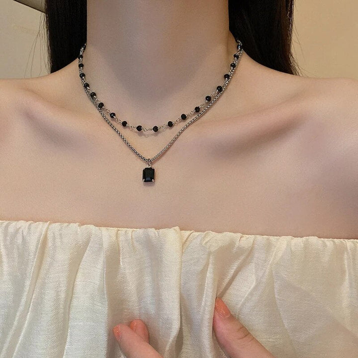 Elegant Silver Double Chain Necklace-Nora Luxe