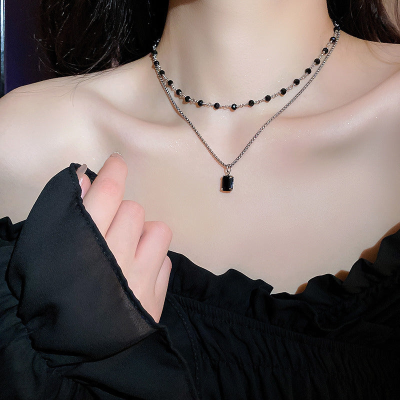 Elegant Silver Double Chain Necklace-Nora Luxe