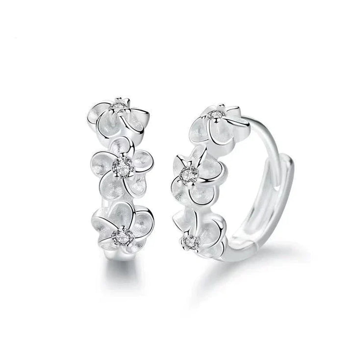 Elegant Silver Earrings with Floral Design-Nora Luxe