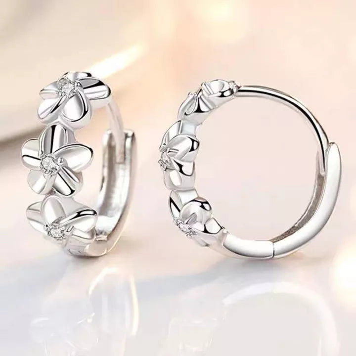 Elegant Silver Earrings with Floral Design-Nora Luxe