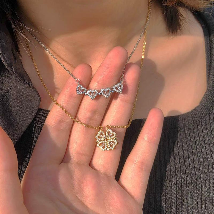 Elegant Silver Four-Leaf Clover Necklace | Good Luck Charm-Gold-Nora Luxe