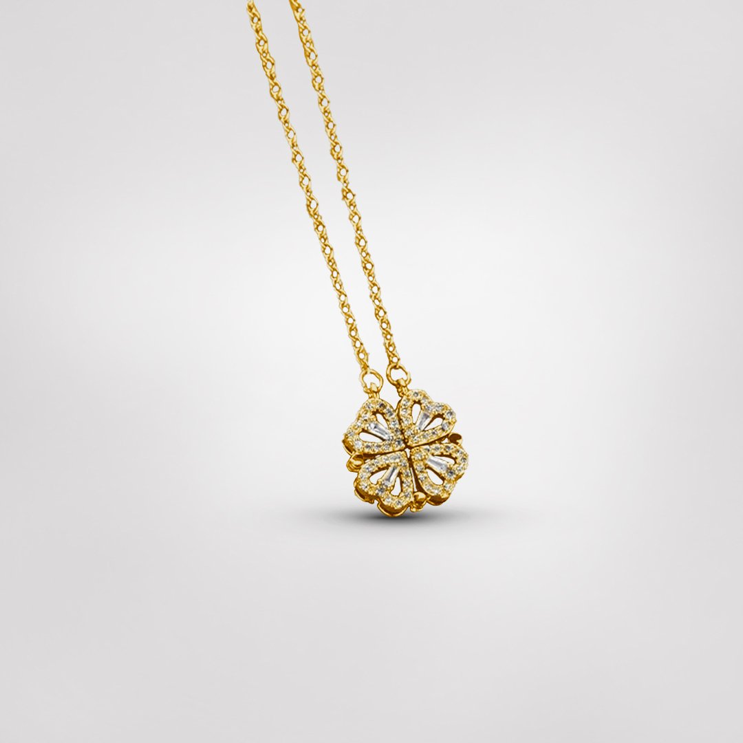 Elegant Silver Four-Leaf Clover Necklace | Good Luck Charm-Gold-Nora Luxe