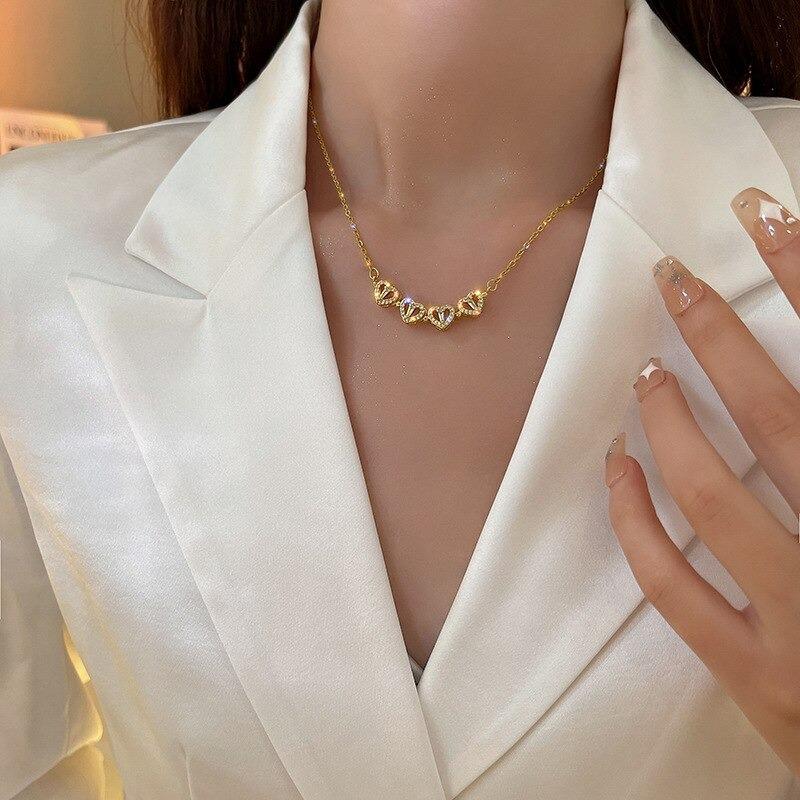 Elegant Silver Four-Leaf Clover Necklace | Good Luck Charm-Gold-Nora Luxe