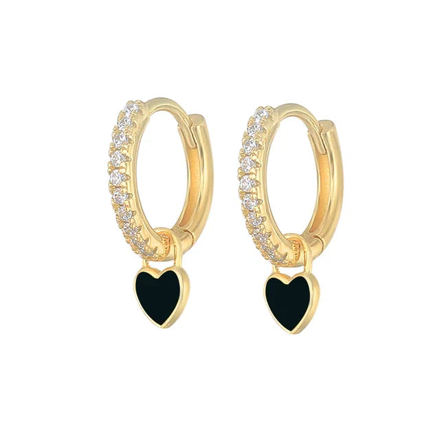 Elegant Silver Hoop Earrings - Women's Fashion Jewellery-Golden Black-Nora Luxe