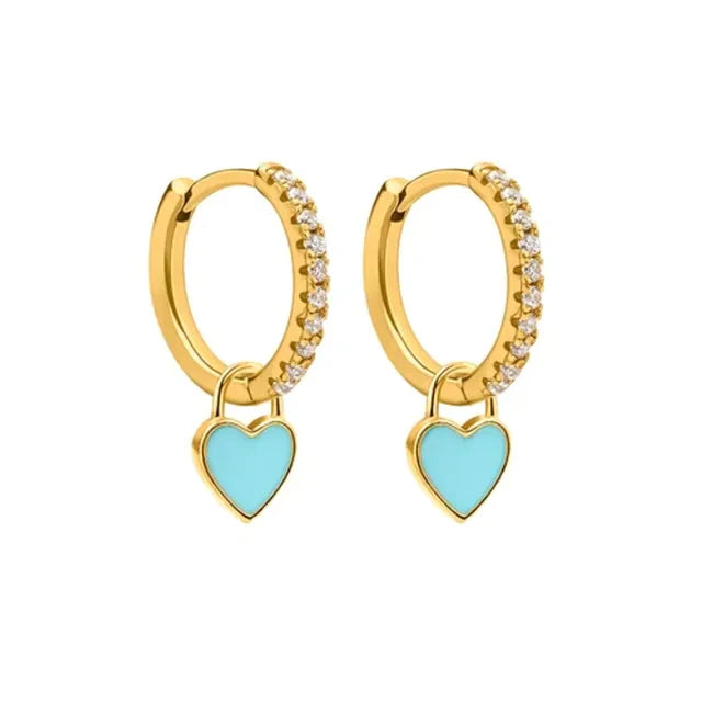 Elegant Silver Hoop Earrings - Women's Fashion Jewellery-Golden Blue-Nora Luxe
