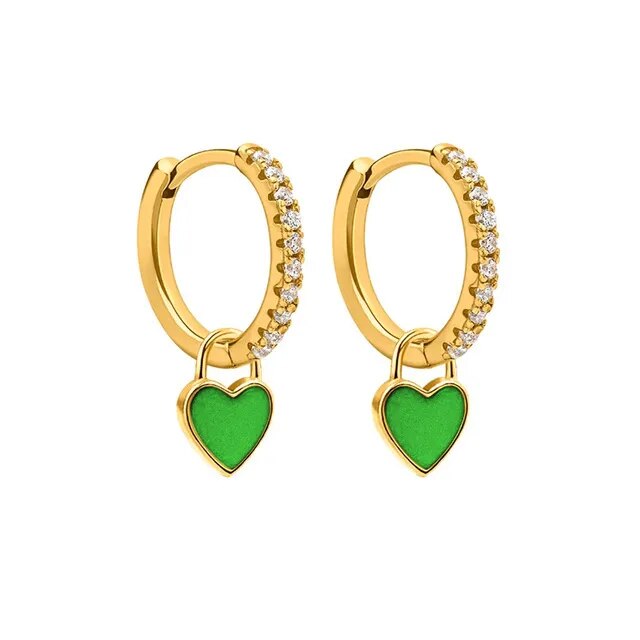 Elegant Silver Hoop Earrings - Women's Fashion Jewellery-Golden Green-Nora Luxe