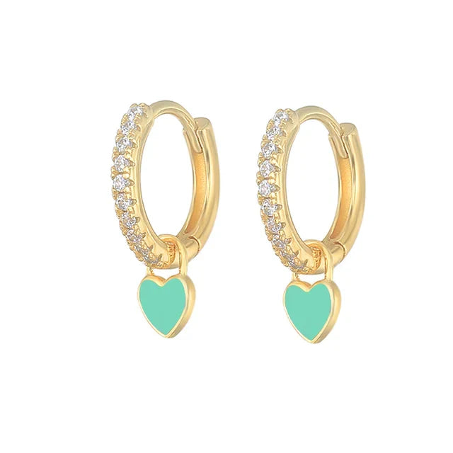 Elegant Silver Hoop Earrings - Women's Fashion Jewellery-Golden Light Green-Nora Luxe