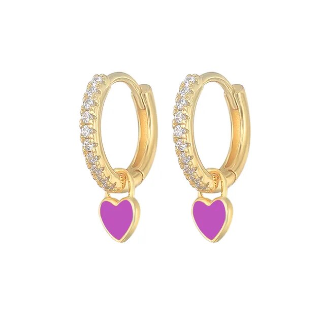 Elegant Silver Hoop Earrings - Women's Fashion Jewellery-Golden-Purple-Nora Luxe