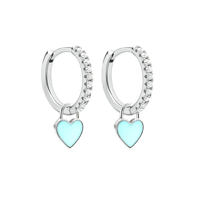 Elegant Silver Hoop Earrings - Women's Fashion Jewellery-Silver Blue-Nora Luxe