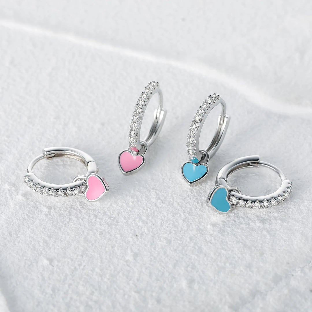 Elegant Silver Hoop Earrings - Women's Fashion Jewellery-Silver Blue-Nora Luxe