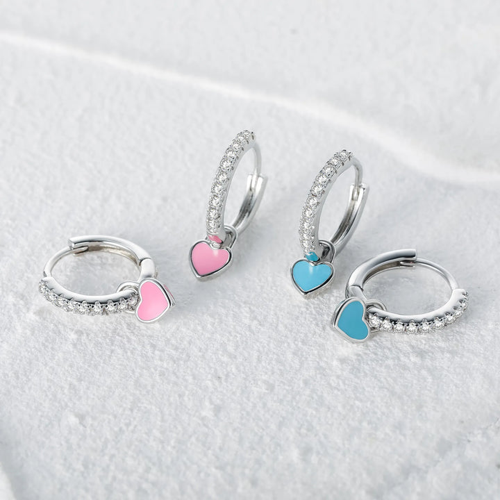 Elegant Silver Hoop Earrings - Women's Fashion Jewellery-Silver Blue-Nora Luxe
