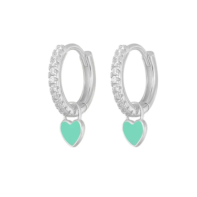 Elegant Silver Hoop Earrings - Women's Fashion Jewellery-Silver Light Green-Nora Luxe