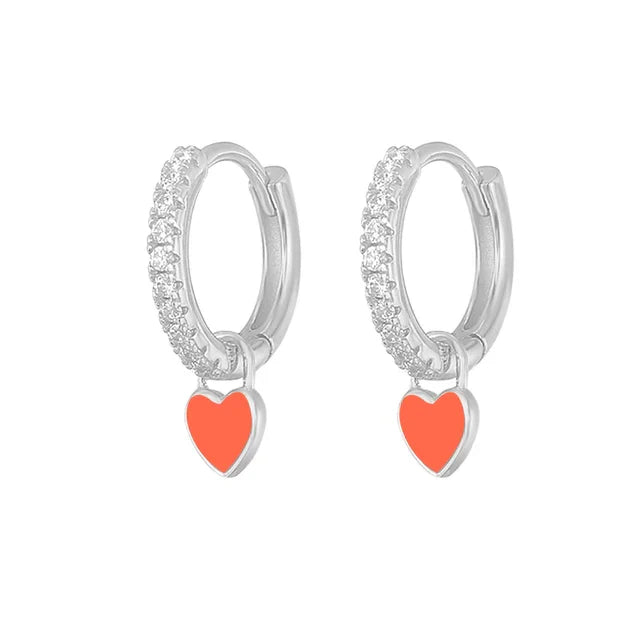 Elegant Silver Hoop Earrings - Women's Fashion Jewellery-Silver Orange-Nora Luxe