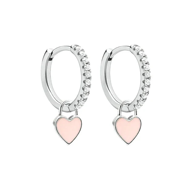 Elegant Silver Hoop Earrings - Women's Fashion Jewellery-Silver Pink-Nora Luxe