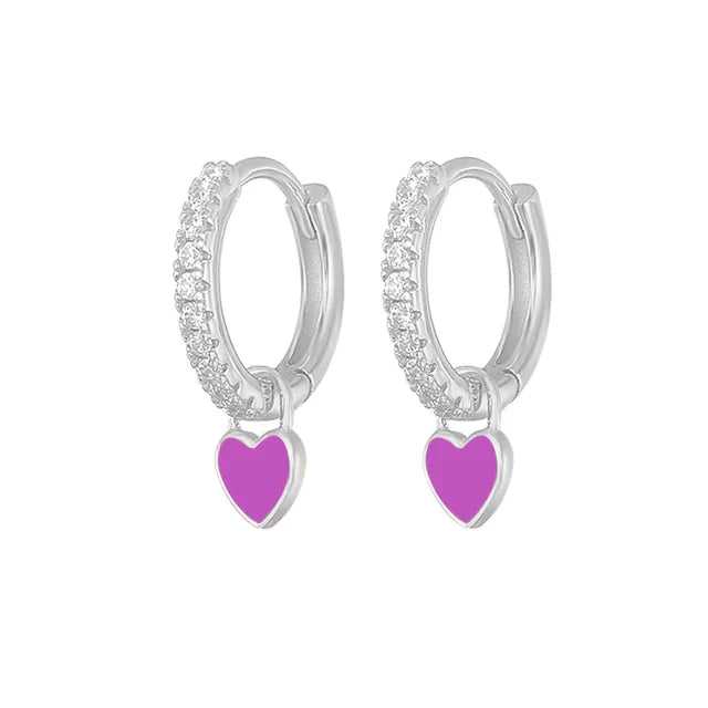 Elegant Silver Hoop Earrings - Women's Fashion Jewellery-Silver Violet-Nora Luxe