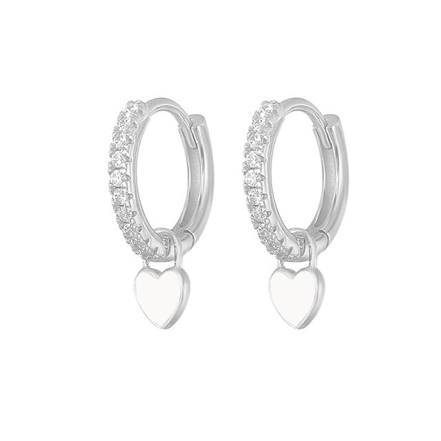 Elegant Silver Hoop Earrings - Women's Fashion Jewellery-Silver White-Nora Luxe