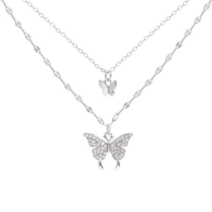 Elegant Silver Necklace Set with Shimmering Butterfly | Sophisticated Jewellery-Nora Luxe
