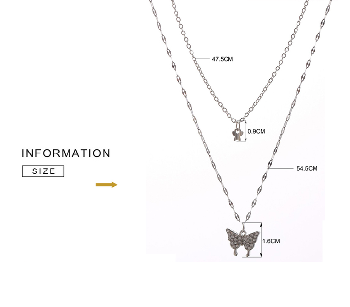 Elegant Silver Necklace Set with Shimmering Butterfly | Sophisticated Jewellery-Nora Luxe
