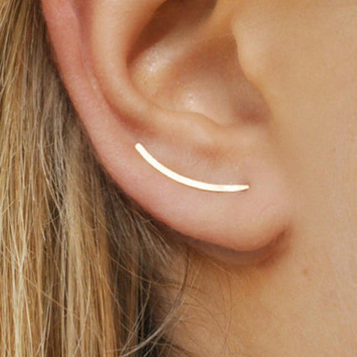 Elegant Sterling Silver Ear Cuff for Women | Smooth Long Line Design-Gold-Nora Luxe