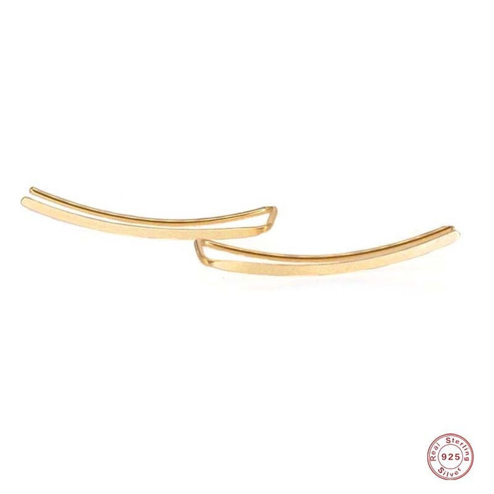 Elegant Sterling Silver Ear Cuff for Women | Smooth Long Line Design-Gold-Nora Luxe