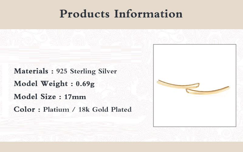 Elegant Sterling Silver Ear Cuff for Women | Smooth Long Line Design-Gold-Nora Luxe