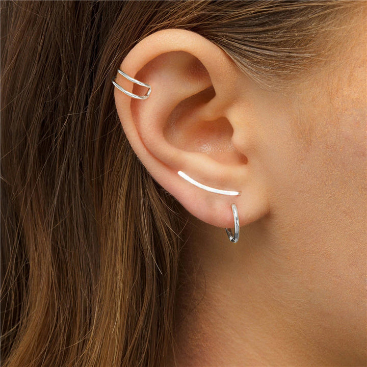 Elegant Sterling Silver Ear Cuff for Women | Smooth Long Line Design-Gold-Nora Luxe